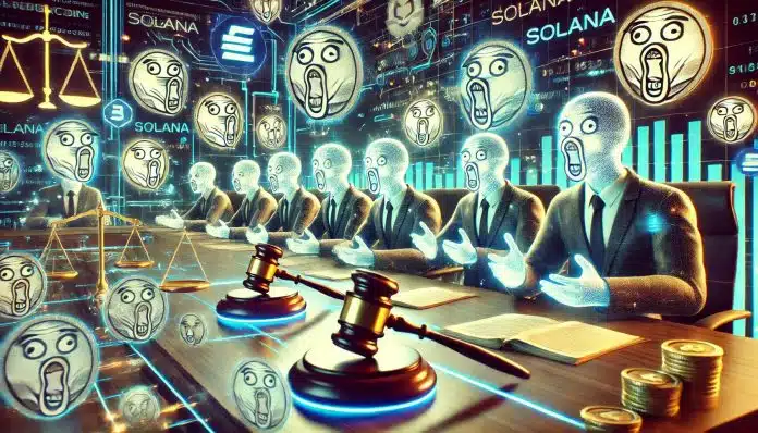 Processos na justiça e memecoins market makers blockchain Solana