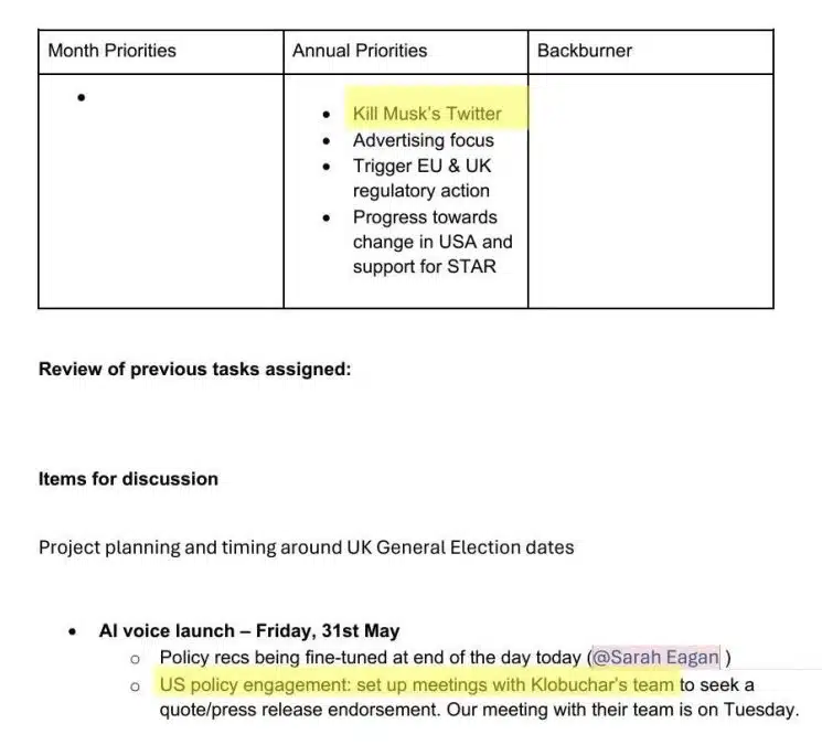 Planos do Centro de Combate ao Ódio Digital (CCDH) inclui “matar o Twitter” e “provocar ação regulatória da UE e do Reino Unido”. Fonte: Disinformation Chronicle.