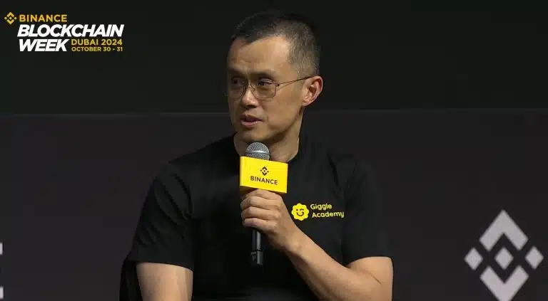 Changpeng Zhao, fundador da Binance, na Binance Blockchain Week. Fonte: Binance/Reprodução.