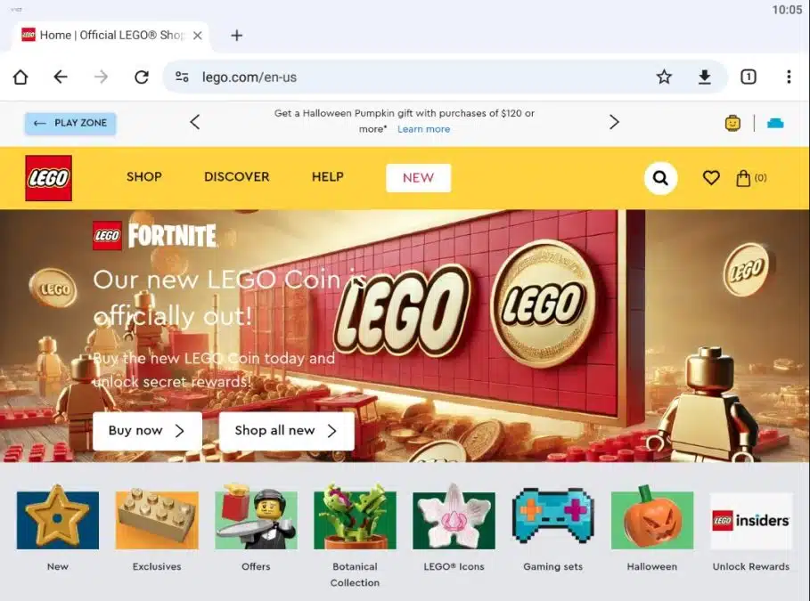 Site da LEGO é hackeado para promover falsa criptomoeda. Fonte: Reprodução.