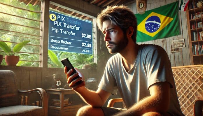 Brasileiro olhando com atenção para celular