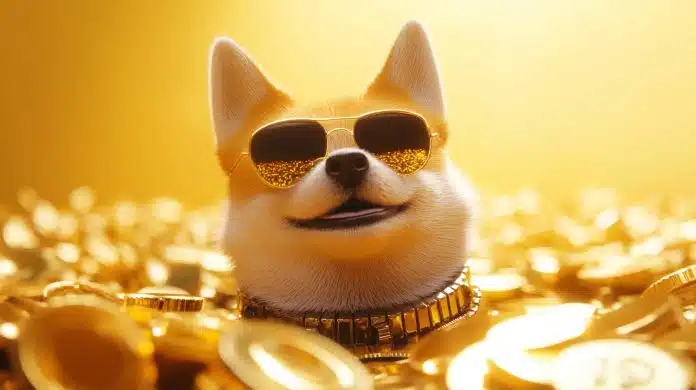 Dogecoin nadando em moedas (Imagem gerada com AI, Livecoins)