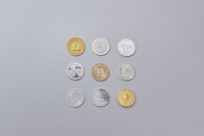 Imagem de várias criptomoedas altcoins lista