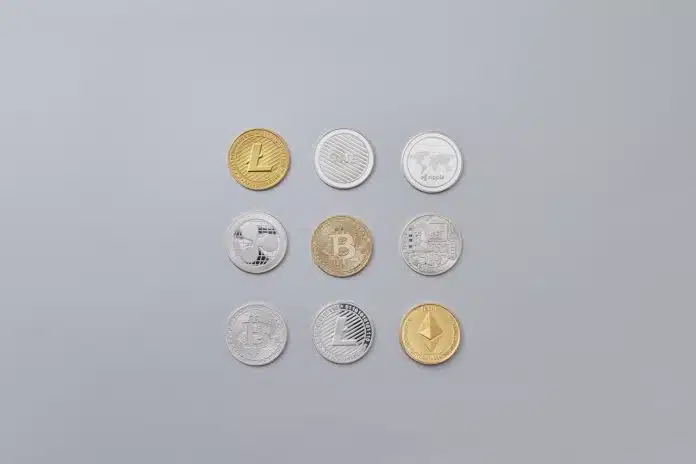 Imagem de várias criptomoedas altcoins lista