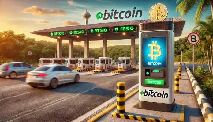 Praça de pedágio aceitando bitcoin como meio de pagamento