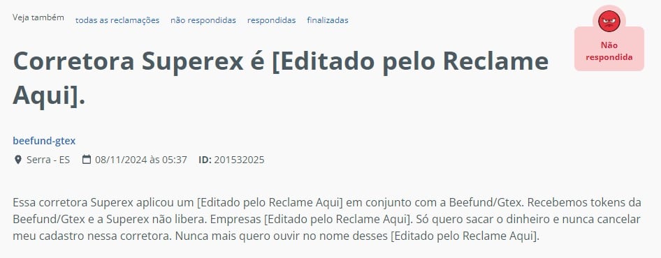 Vítima da Beefund acredita que SuperEx também seja um golpe.