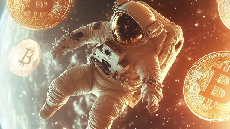 Astronauta Bitcoin (Imagem gerada com IA, Livecoins)