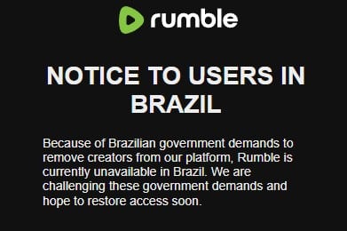 Rumble fora do ar no Brasil