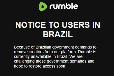 Rumble fora do ar no Brasil