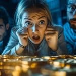 Pessoas olhando com suspeita para criptomoedas e bitcoin