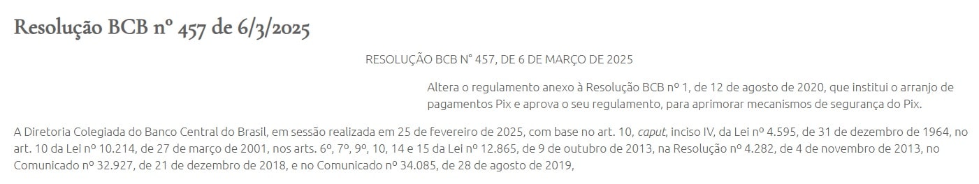 BCB muda regras do Pix