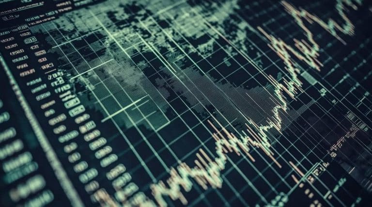 Gráfico de negociação de criptomoedas distorcido. Fonte: Midjourney.