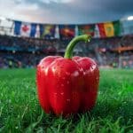 Pimenta no meio de campo de futebol em evento esportivo
