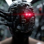 Satoshi Nakamoto como uma IA do futuro. Fonte: Midjourney.