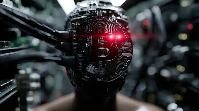 Satoshi Nakamoto como uma IA do futuro. Fonte: Midjourney.