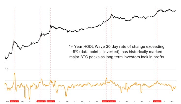 HOLD+1 grafico (Grafico: https://www.bitcoinmagazinepro.com/charts/1-year-hodl-wave/)