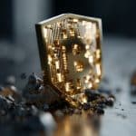 Bitcoin em forma de escudo. Fonte: Midjourney.