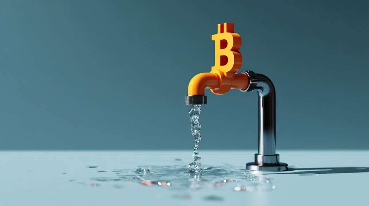 Torneira de Bitcoin. Fonte: Midjourney.