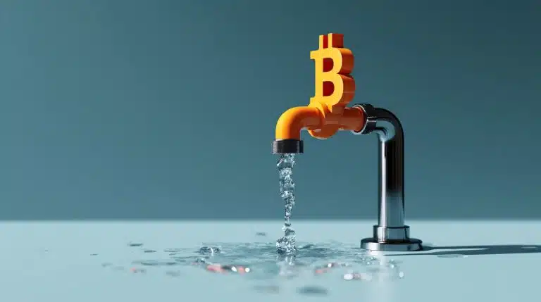 Torneira de Bitcoin. Fonte: Midjourney.