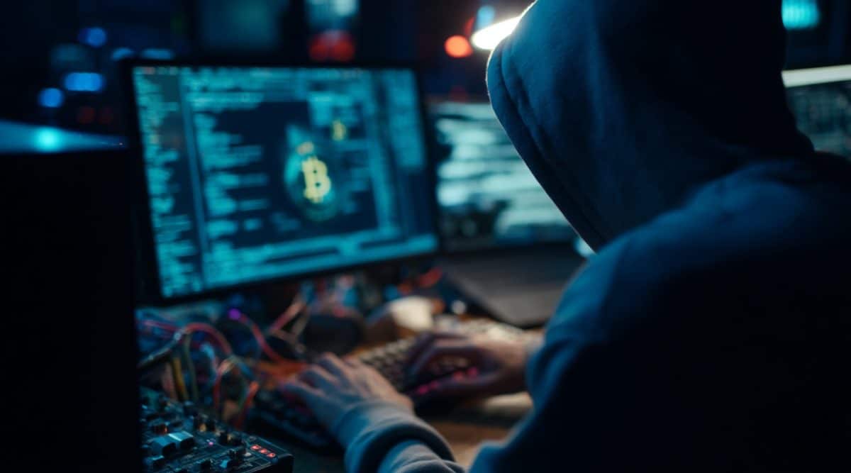 Hacker de criptomoedas. Fonte: Midjourney.