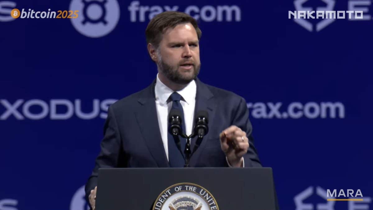 JD Vance na Bitcoin 2025. Fonte: Bitcoin Magazine/Reprodução.