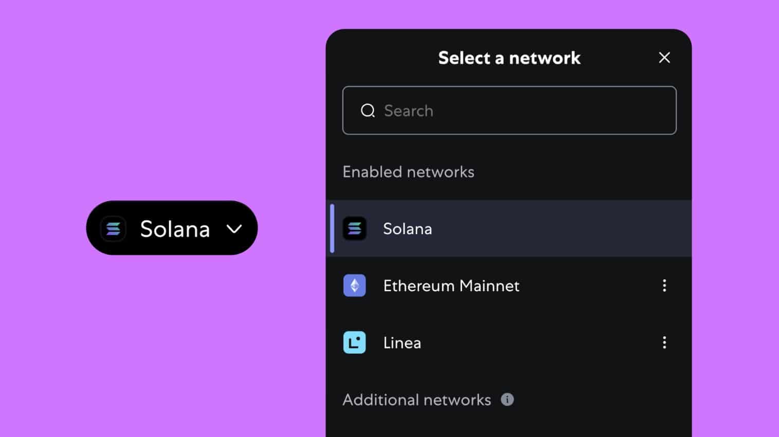 Investidores podem selecionar a rede Solana dentro da MetaMask para utilizar o novo recurso. Fonte: MetaMask/X.