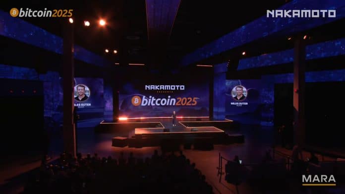 Miles Suter, executivo da Block, na conferência Bitcoin 2025. Fonte: Bitcoin Magazine/Reprodução.