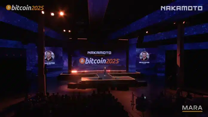 Miles Suter, executivo da Block, na conferência Bitcoin 2025. Fonte: Bitcoin Magazine/Reprodução.