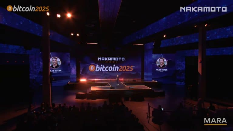 Miles Suter, executivo da Block, na conferência Bitcoin 2025. Fonte: Bitcoin Magazine/Reprodução.