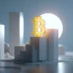 Símbolo do Bitcoin em destaque. Fonte: Midjourney.