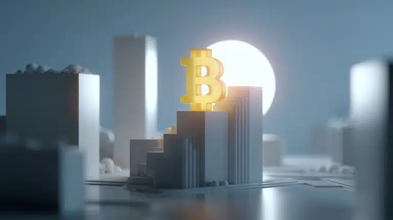 Símbolo do Bitcoin em destaque. Fonte: Midjourney.