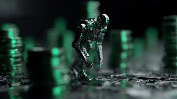 Robô representando Inteligência Artificial da Tether. Fonte: Midjourney.