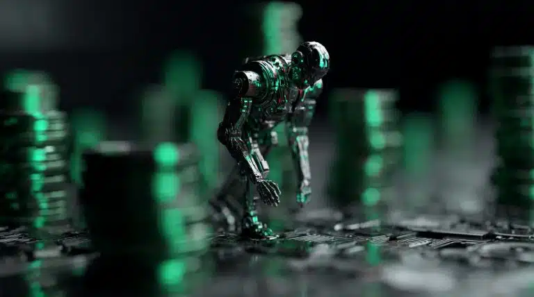 Robô representando Inteligência Artificial da Tether. Fonte: Midjourney.