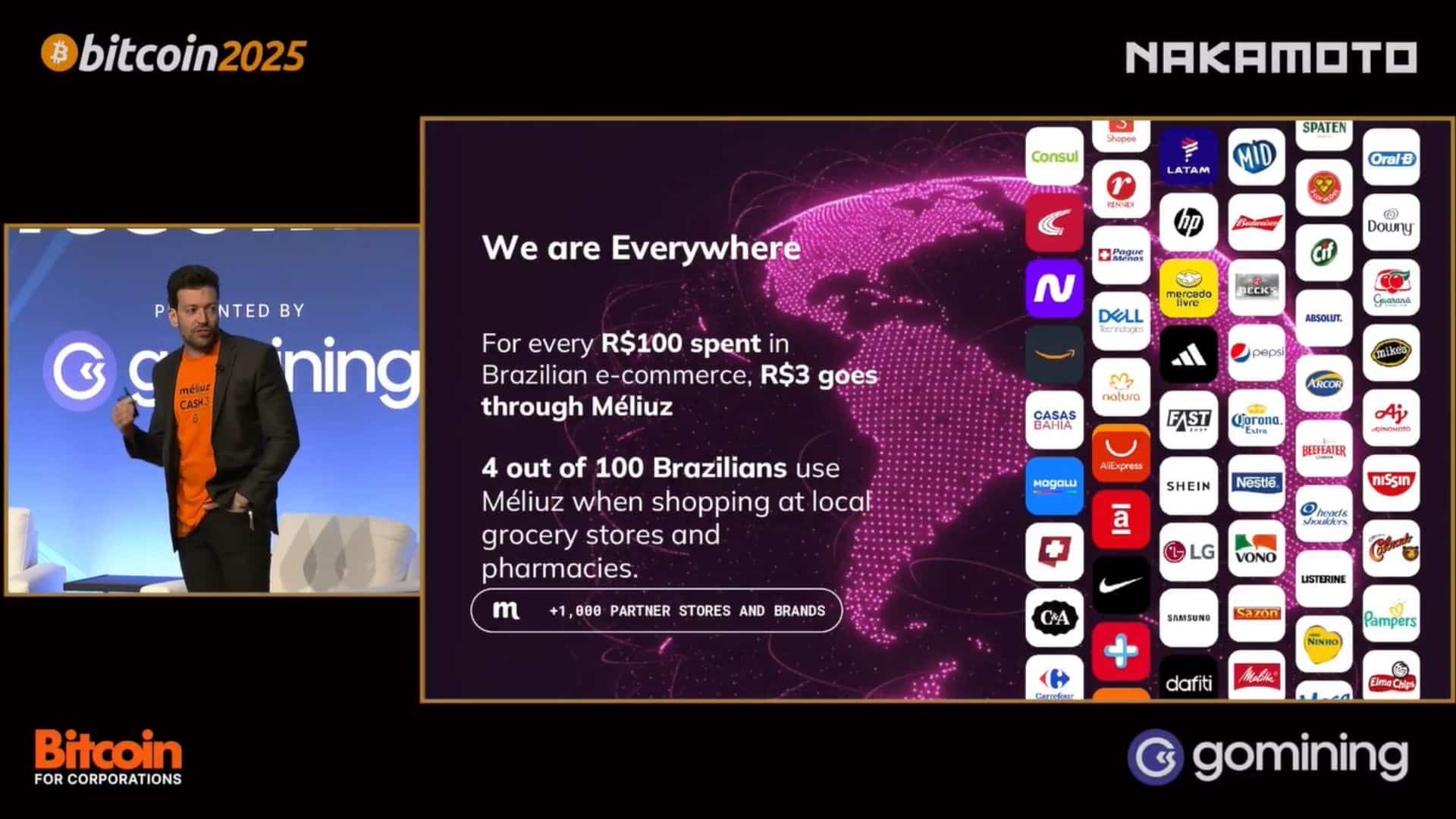 CEO da Méliuz em palestra no Bitcoin 2025 em Las Vegas