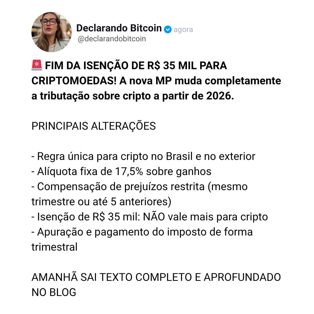 Contadora Ana Paula resumiu principais pontos da nova MP que tributa criptomoedas no Brasil