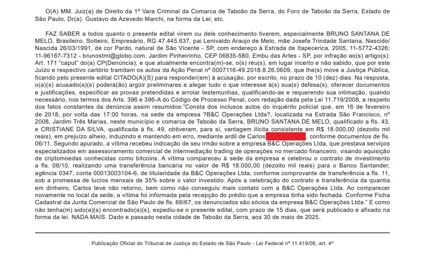 Investidor consegue convocar empresa de criptomoedas por meio de edital público