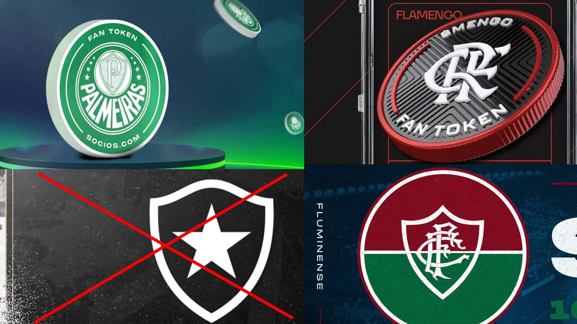 Representações de criptoativos de times brasileiros que disputam a Copa do Mundo de Clubes da FIFA, menos do Botafogo