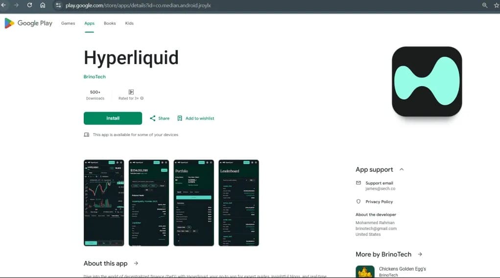 Cyble revela aplicativo falso levando nome da Hyperliquid, famosa corretora descentralizada de criptomoedas, que visa roubar fundos de vítimas em potencial. Fonte: Cyble/Reprodução.