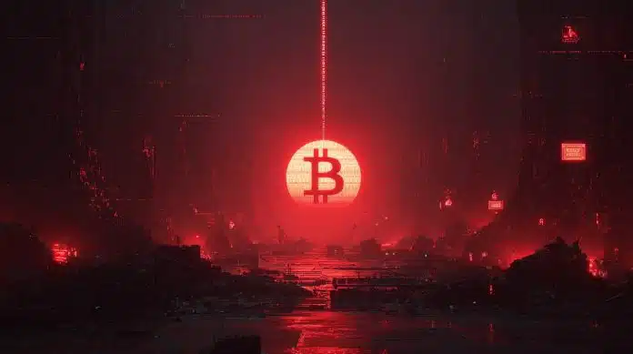 Bitcoin em queda. Fonte: Midjourney.