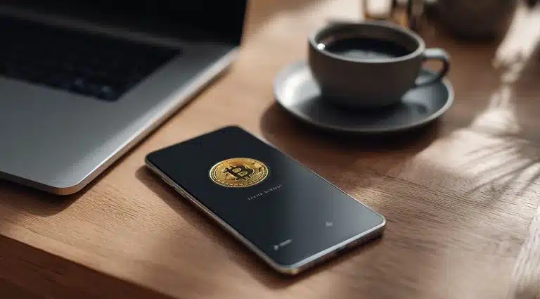 Carteira de Bitcoin em smartphone. Fonte: Midjourney.