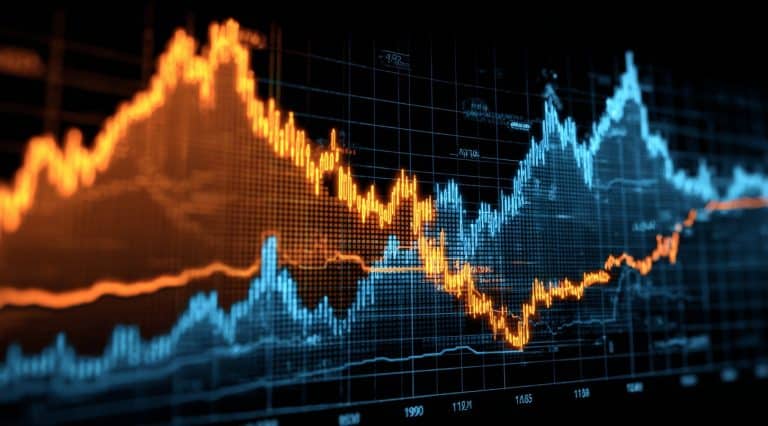 Gráficos simbolizando desempenho do Bitcoin e Ibovespa. Fonte: Midjourney.