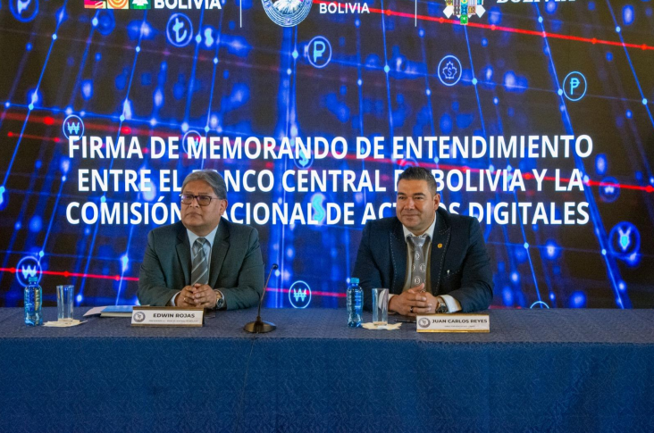 Membros do Banco Central da Bolívia em cerimônia de acordo com CVM de El Salvador sobre criptomoedas e bitcoin