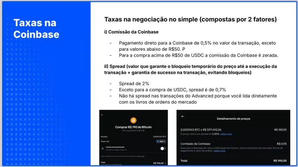 Taxas Coinbase