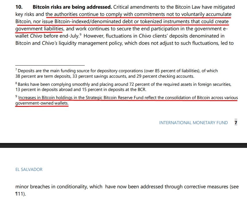 FMI afirma que bitcoins recebidos por El Salvador já pertenciam ao governo. Fonte: FMI/Reprodução.