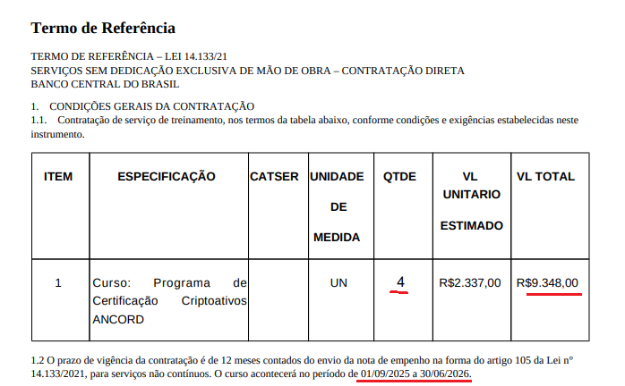 Curso de bitcoin e criptoativos para servidores do Banco Central do Brasil