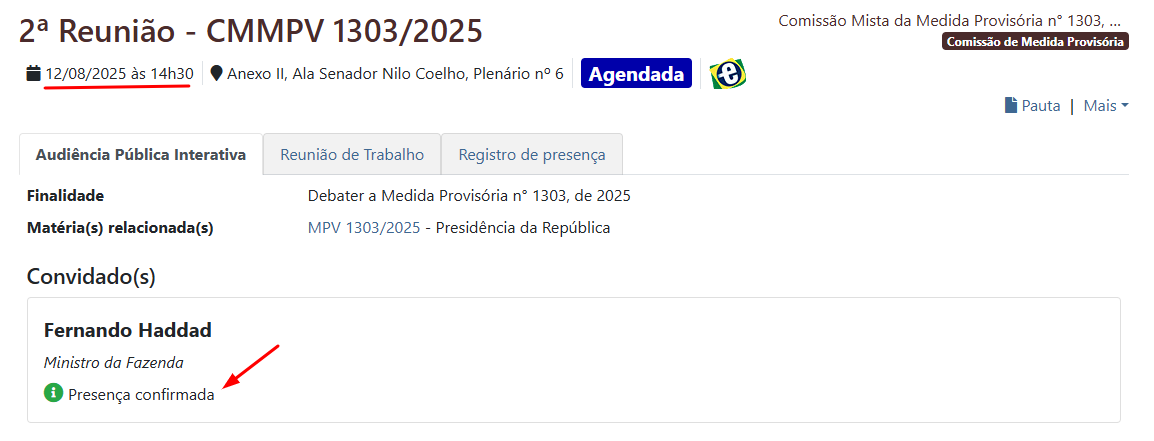 Haddad confirmou presença em audiência pública da Comissão Mista da MP que tributa investimentos