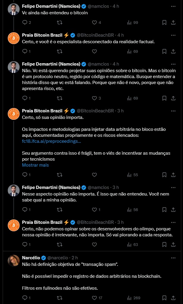 Namcios e Narcélio sobre mudanças no OP_RETURN.