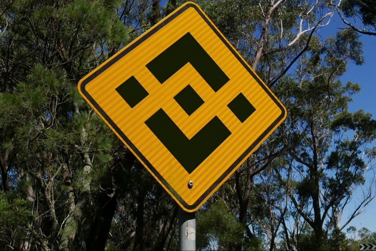 Placa com símbolo da Binance.
