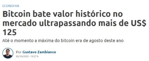 Bitcoin bate valor histórico no mercado ultrapassando mais de 125 m dolar