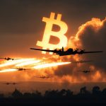 Bitcoin no céu como por do sol